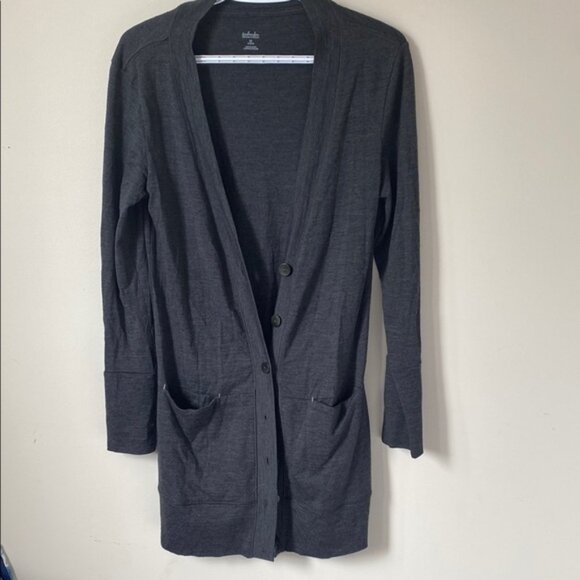 Icebreaker Gray Long Cardigan Sweater V-Neck - Picture 1 of 5